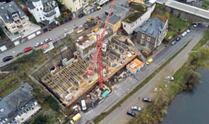 Luftbild 1. OG wird gemauert in Cochem 